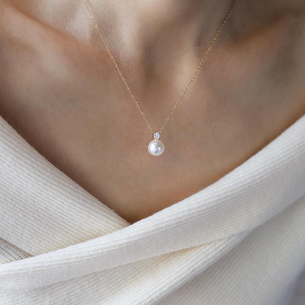 18K GP Pearl & CZ Pendant Necklace Earring Set