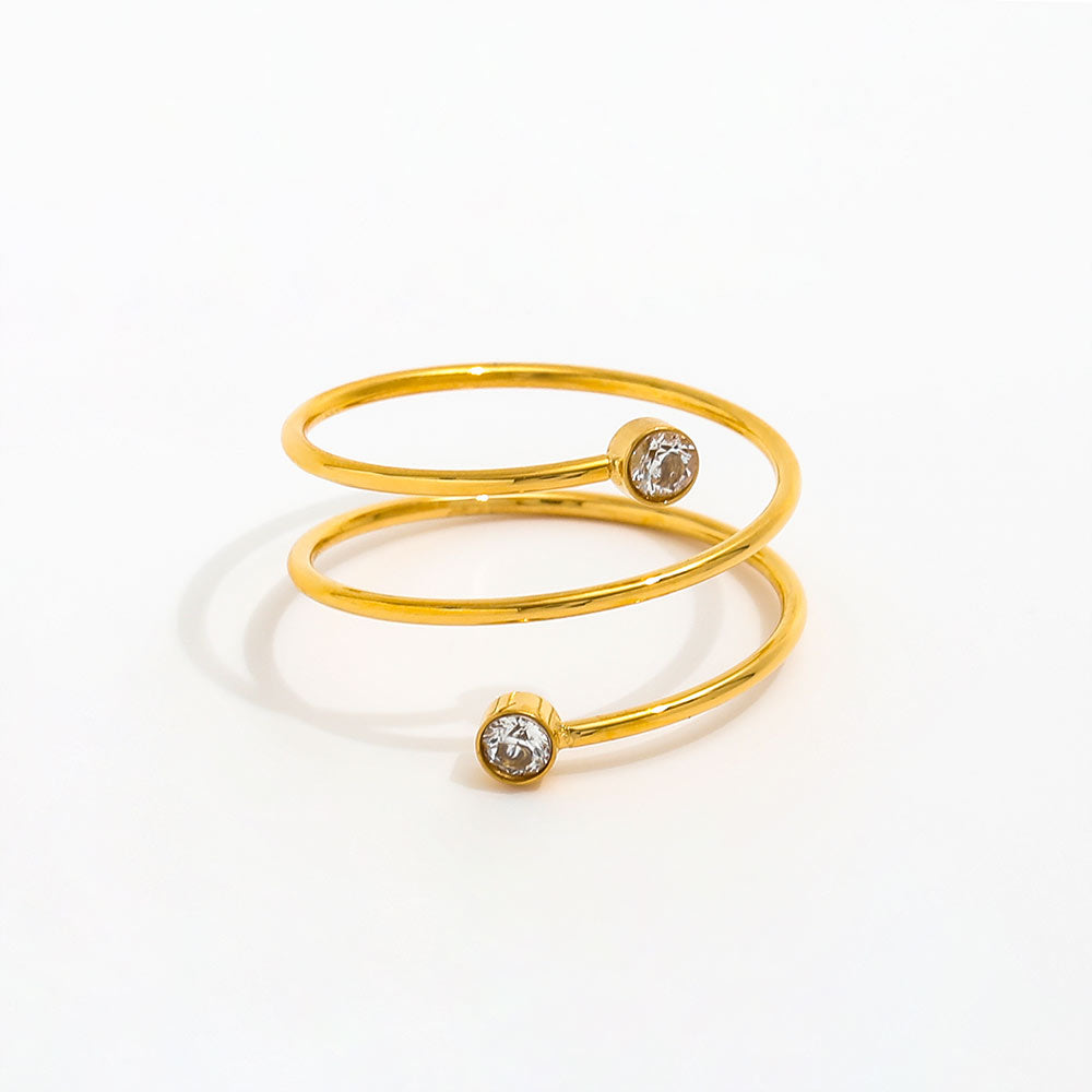 Double Spiral Crystal Ring