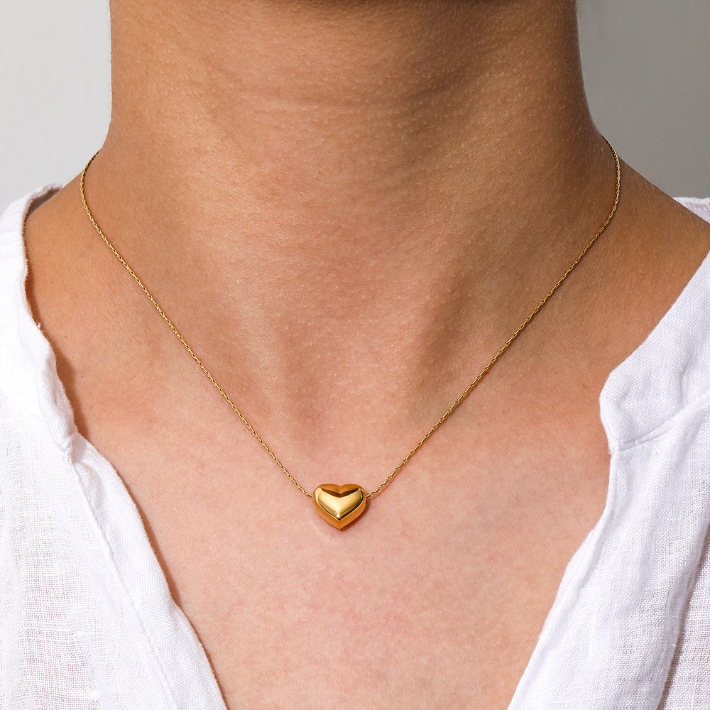 18k Gold Plated Solid Heart Pendant