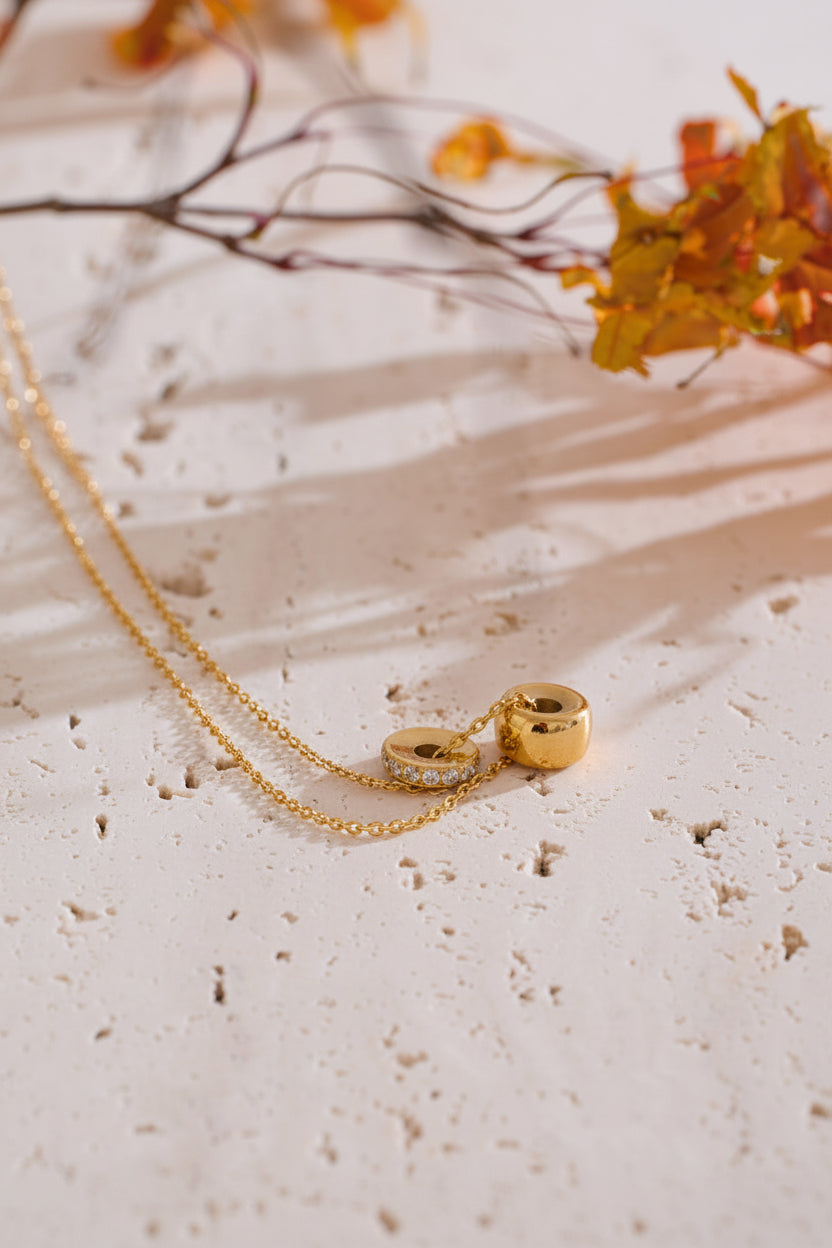 Double Disc Crystal Necklace