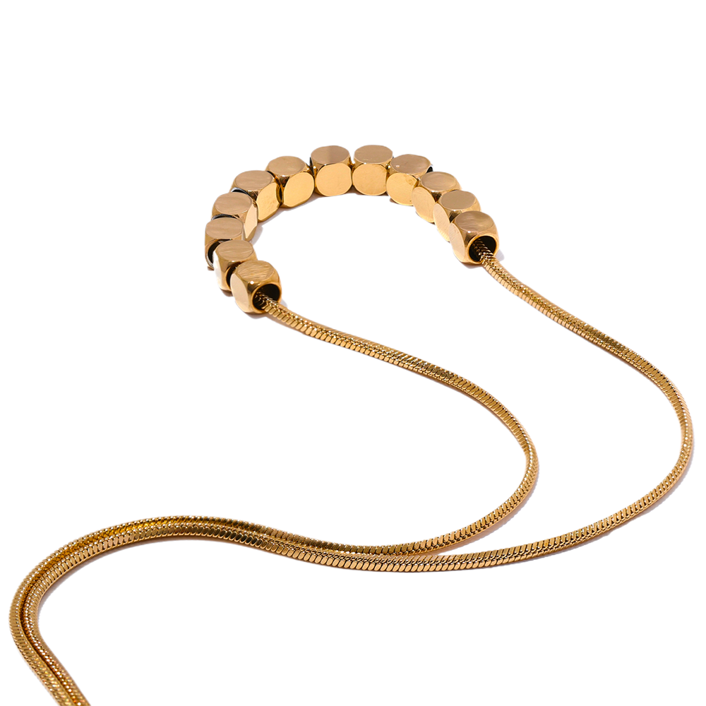 Gold Cube Slider Necklace