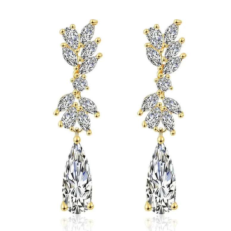 18K Gold Plated CZ Hanging Earring