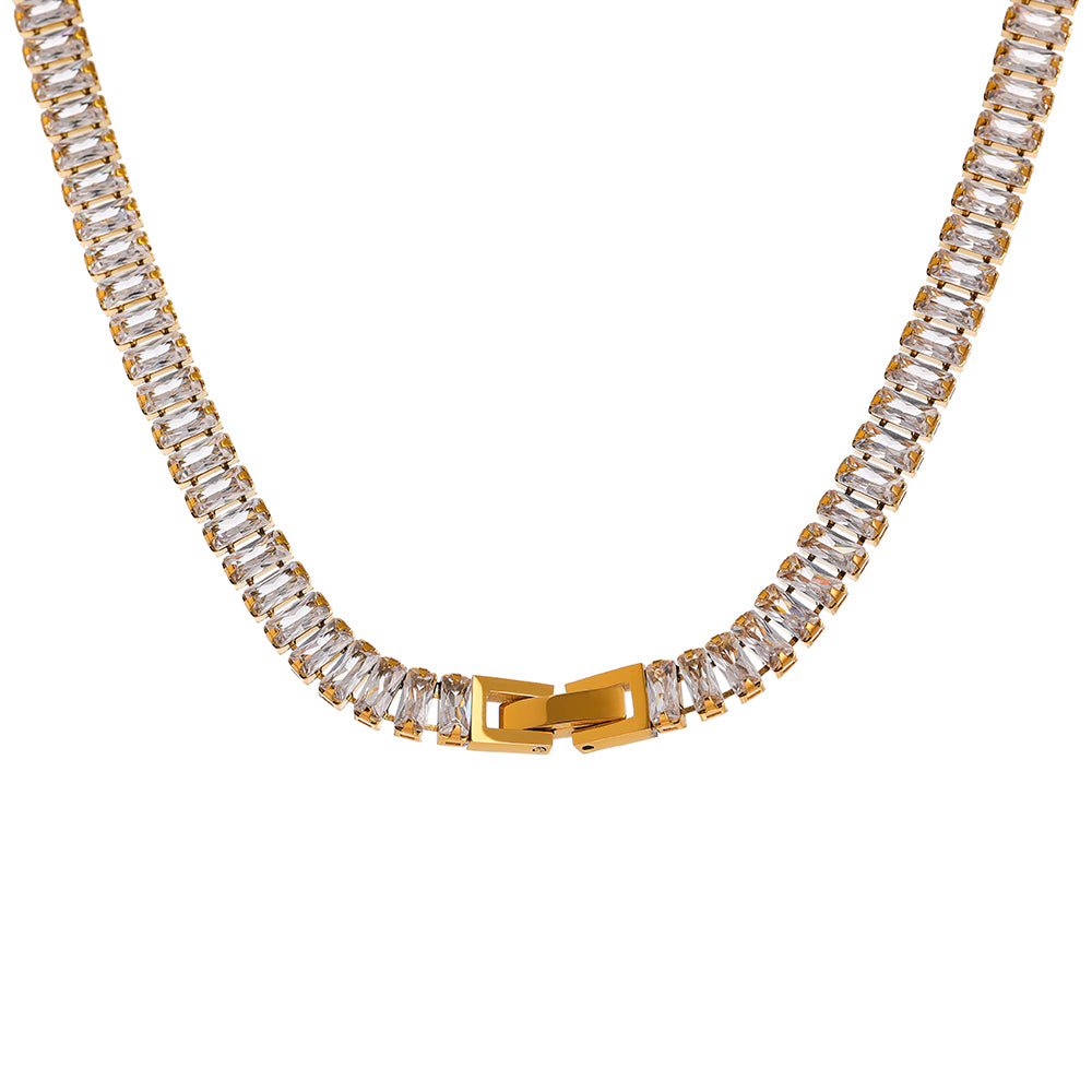 Crystal Baguette Chain Necklace