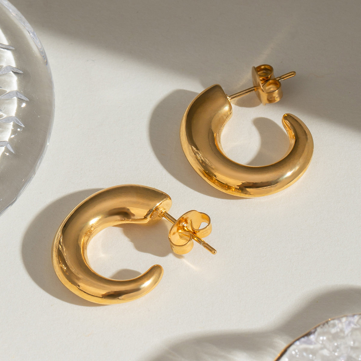 18k Gold Plated C-Shape Earrings Set (3)
