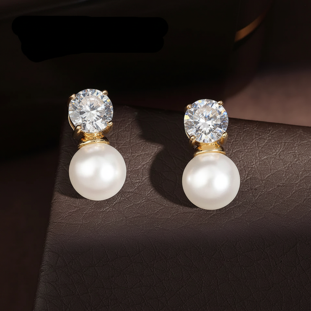 Crystal Pearl Drop Studs
