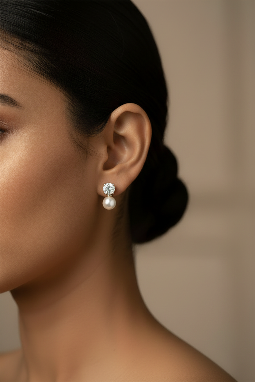Crystal Pearl Drop Studs