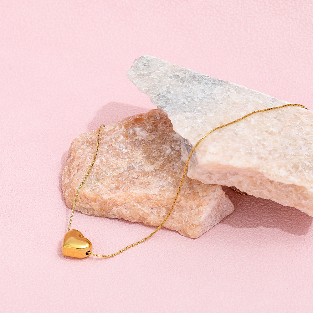 18k Gold Plated Solid Heart Pendant