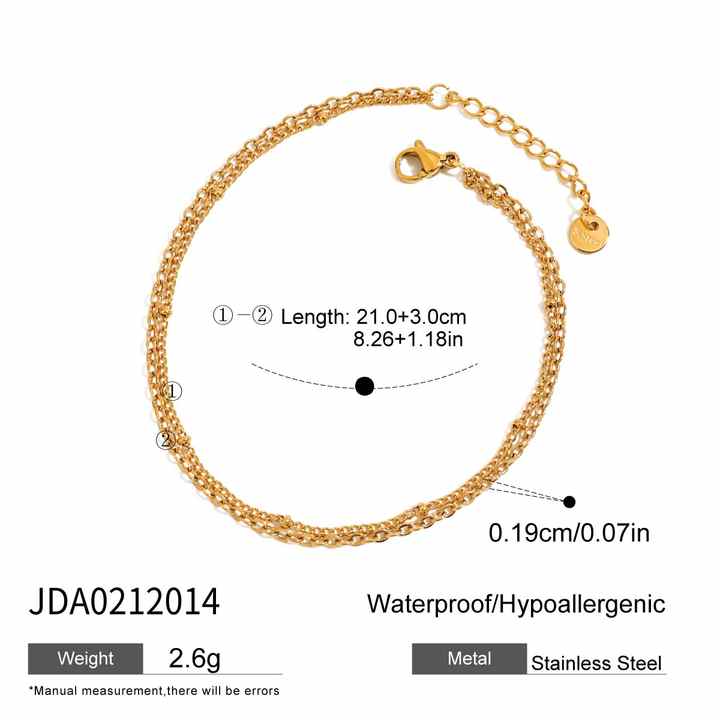 18K Gold-Plated Stainless Steel Braided Chain Daily Anklet