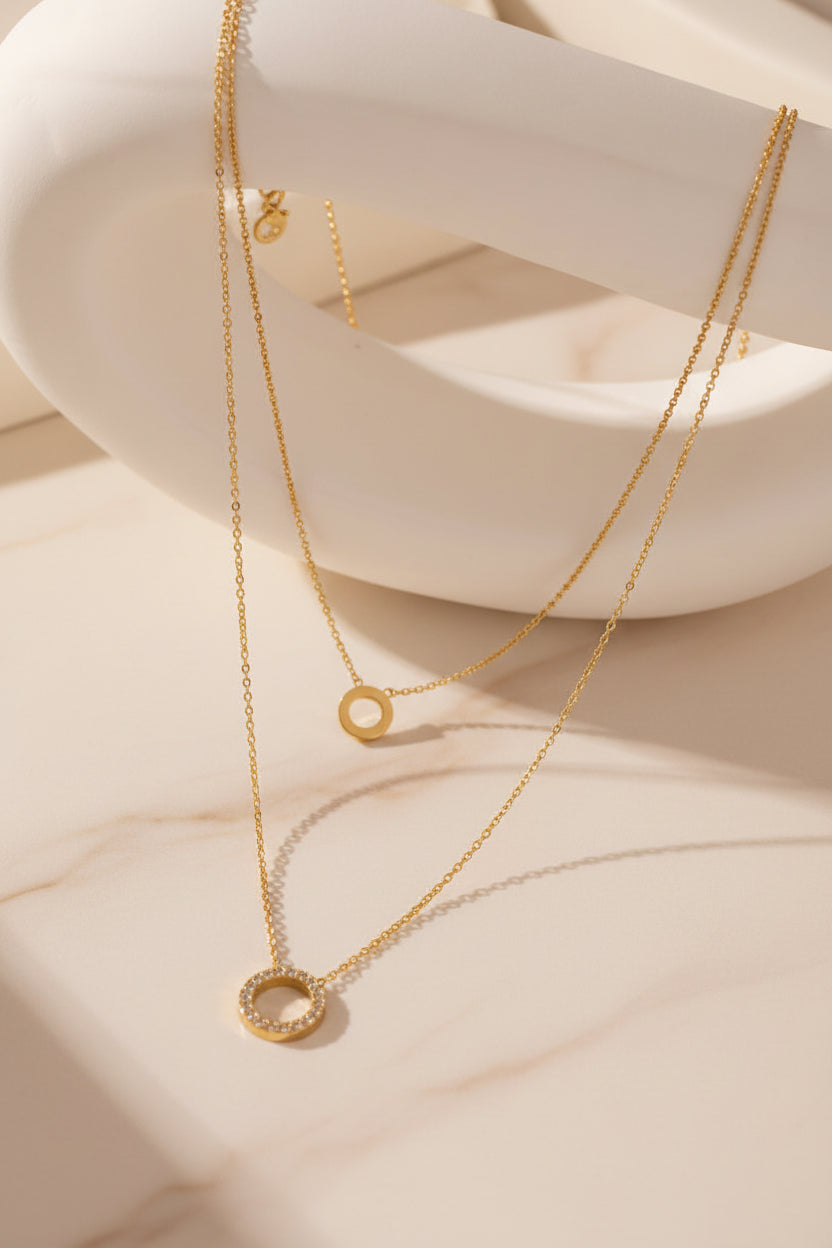 Double Halo Chain Necklace