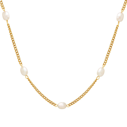 Pearl Curb Chain Necklace