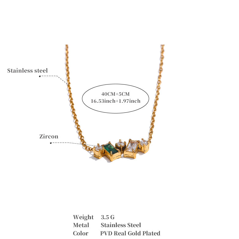 Rainbow Crystal Baguette Necklace