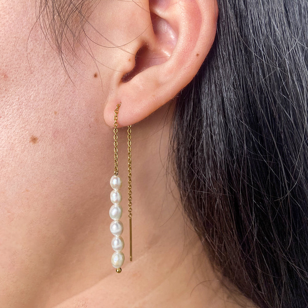 Pearl Threader Drop Earrings