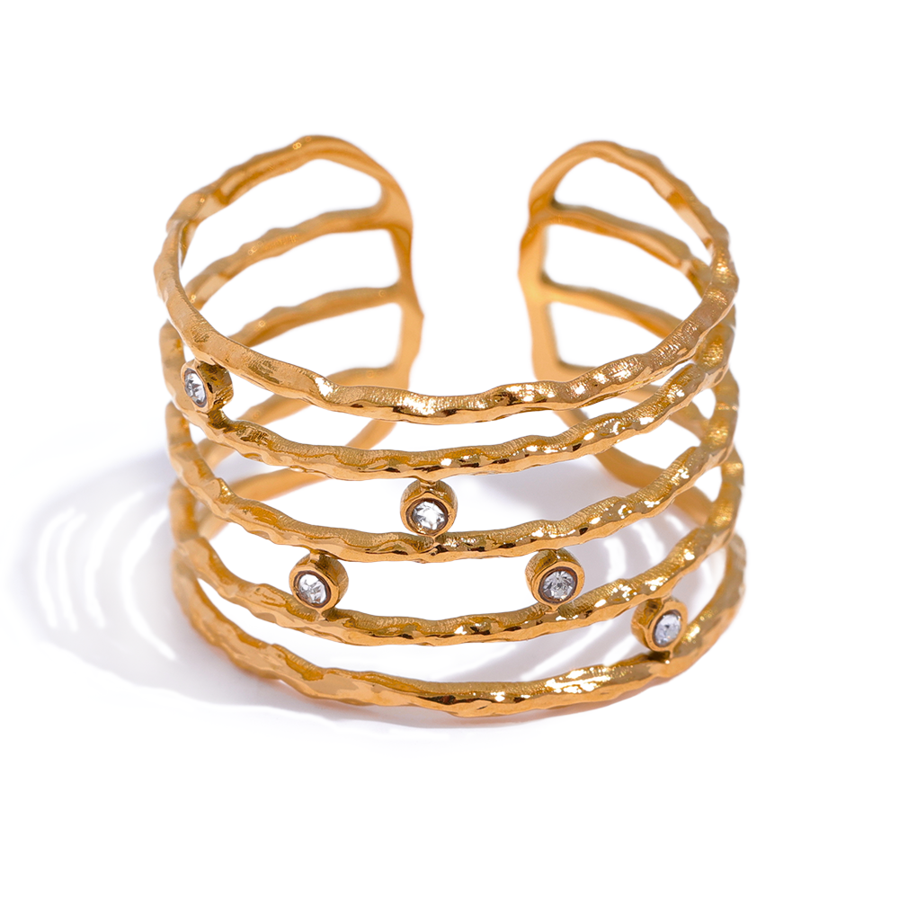 Multi-Row Crystal Cuff Ring