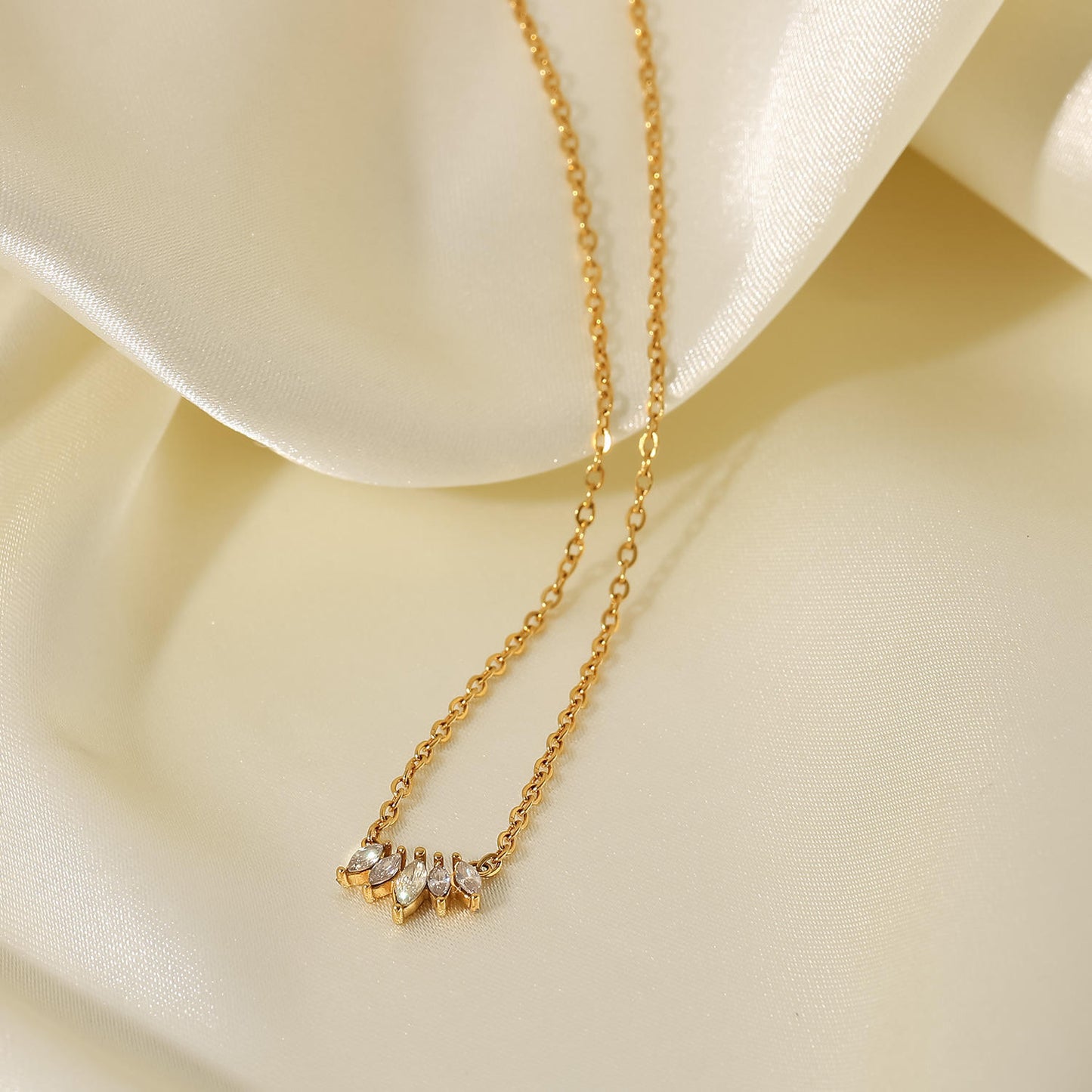 Marquise Petal Cluster Necklace