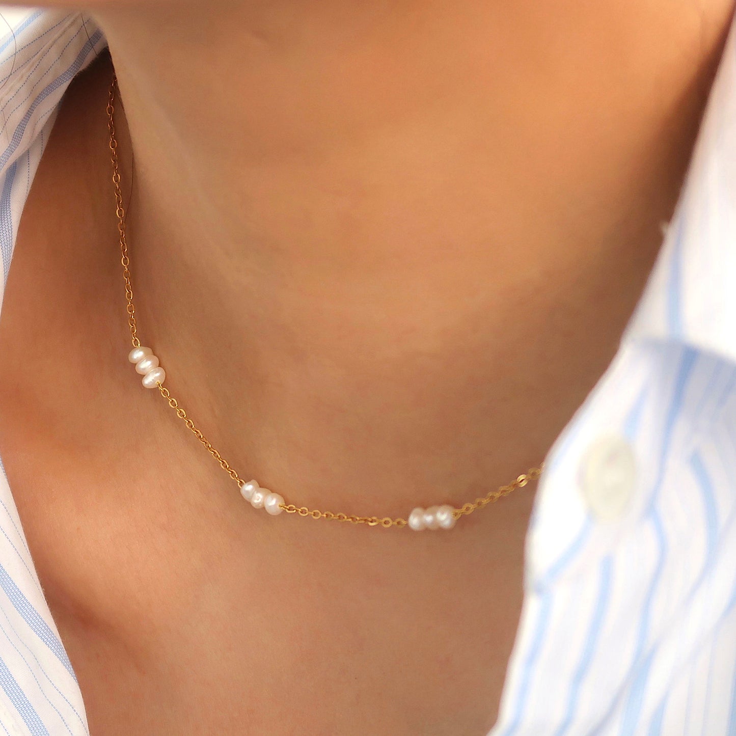 18K Gold Plated Fresh Water Pearl Necklace