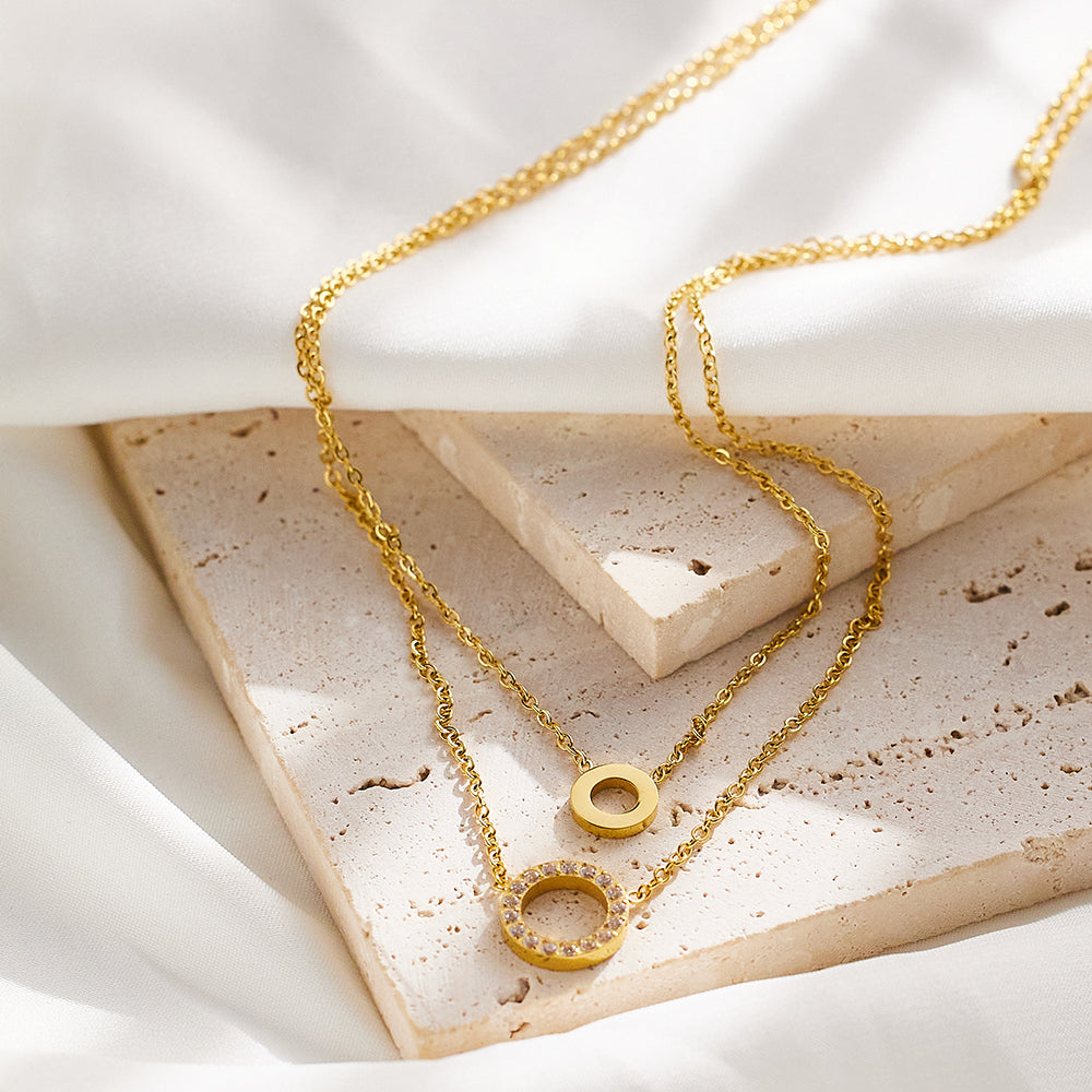 Double Halo Chain Necklace