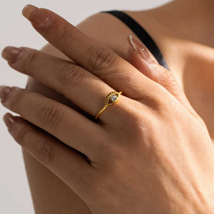 18k Gold Plated Devil's Eye Cubic Zirconia Ring