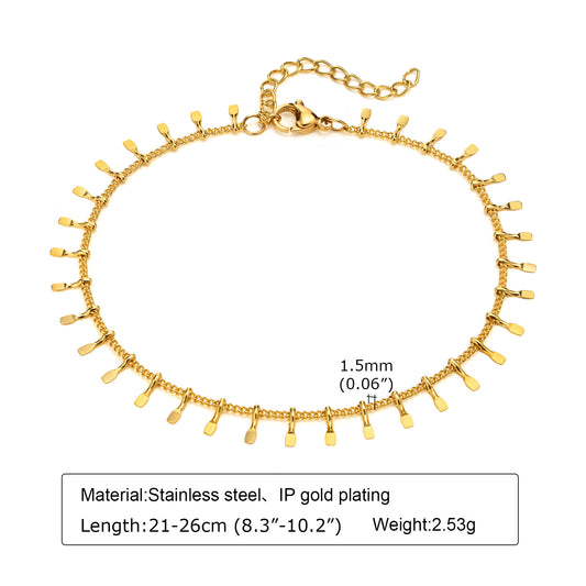 18k Gold Plated Tassel Feet Chain Stainless Steel Anklet Chain