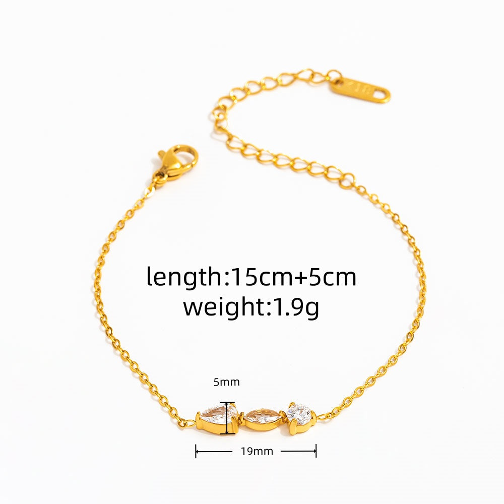 Multi-Stone CZ Bracelet - Style A, 4 stones, 25.5mm charm bar