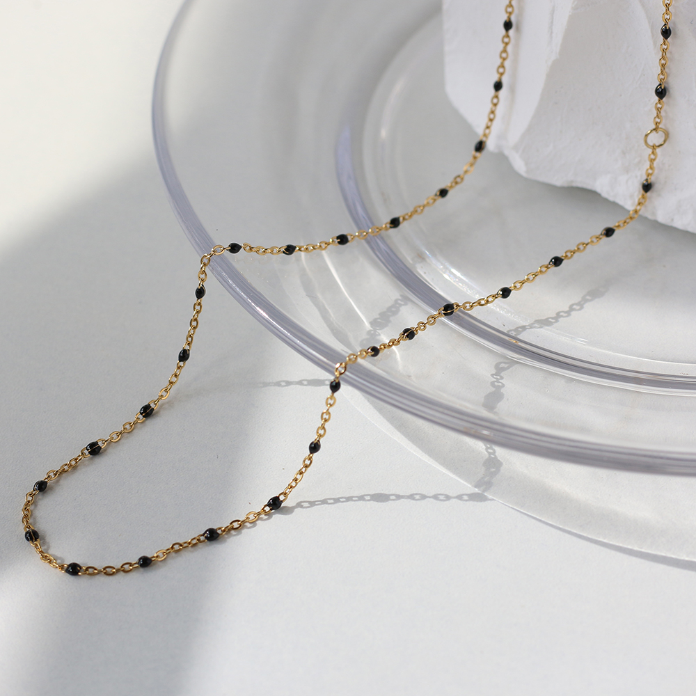 Dainty Black Epoxy Bead Chain