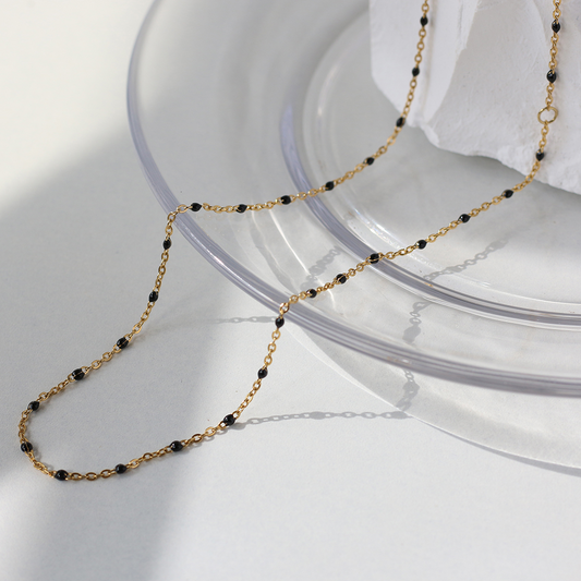Dainty Black Epoxy Bead Chain
