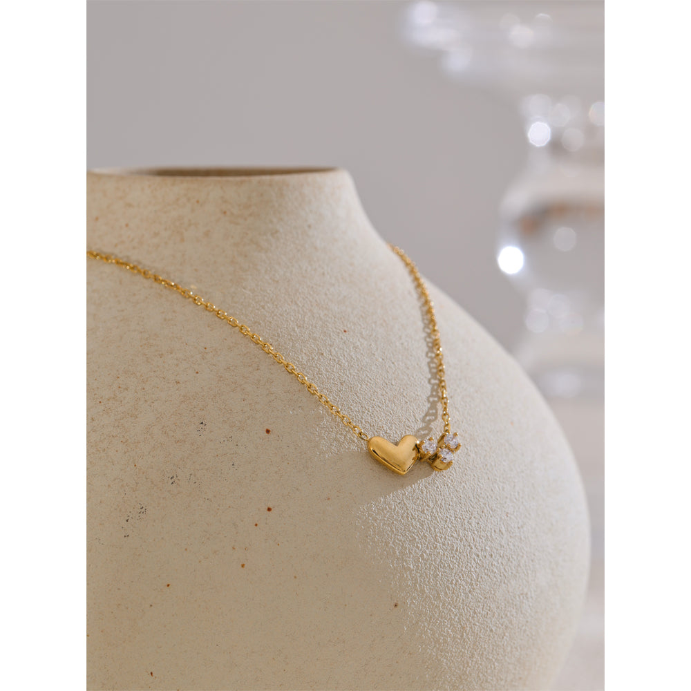Gold Heart & Sparkle Necklace
