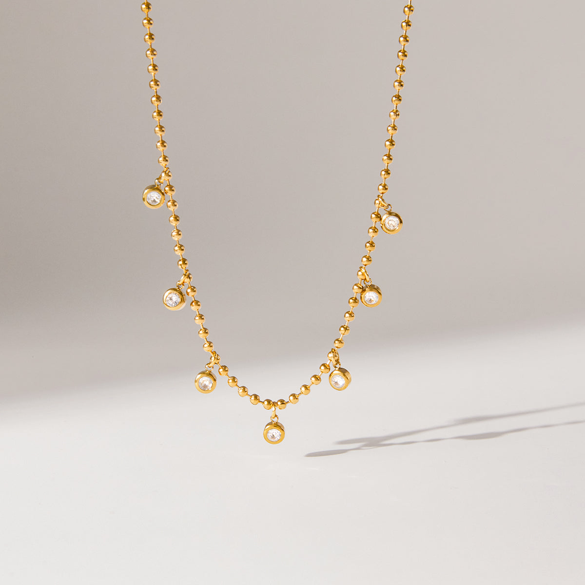 Seven Shimmer Drop Chain Necklace