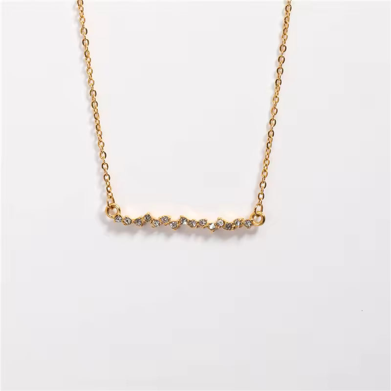 Gold Plated Dainty Zirconia Stainless Steel Necklace
