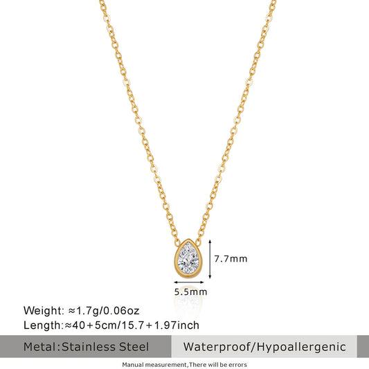 18K Gold Plated Water Drop Zircon Necklace