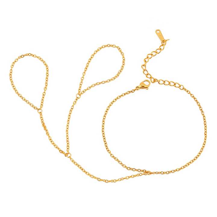 18k Gold Stainless Steel 1.5mm Minimalist Link Finger Chain Bracelet