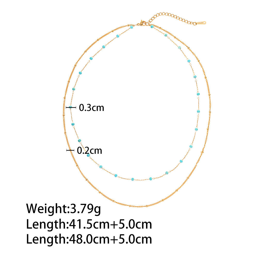 18k GP Turquoise Beads Double Layered Chain