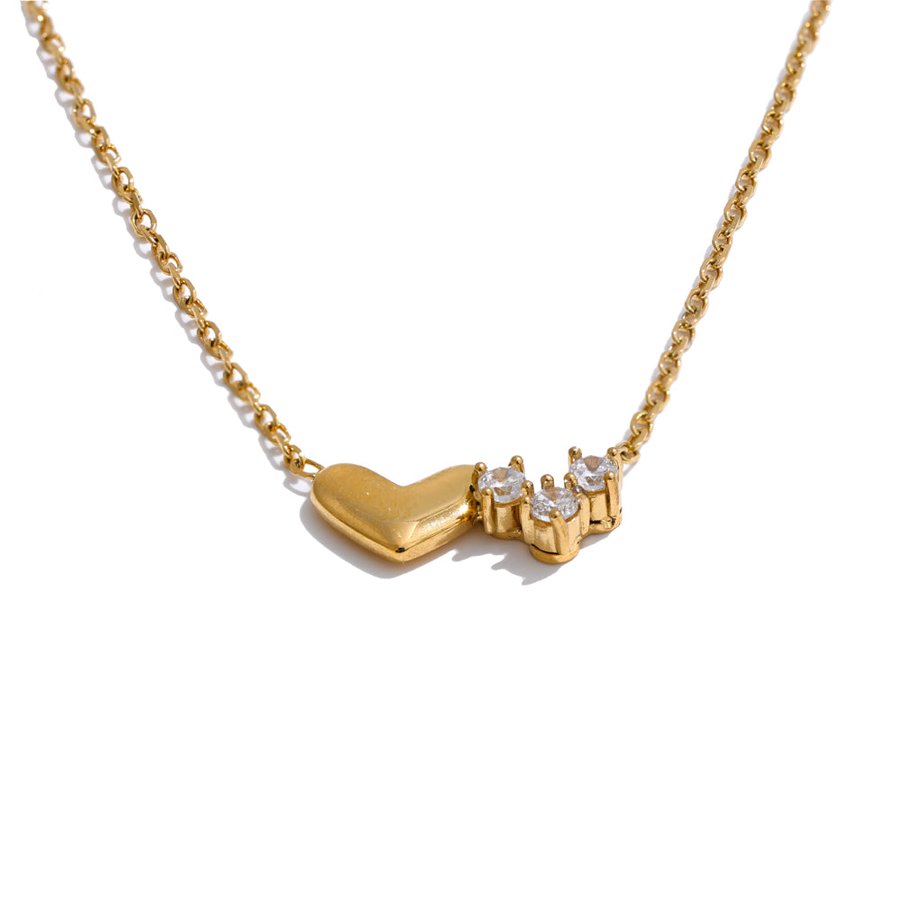 Gold Heart & Sparkle Necklace