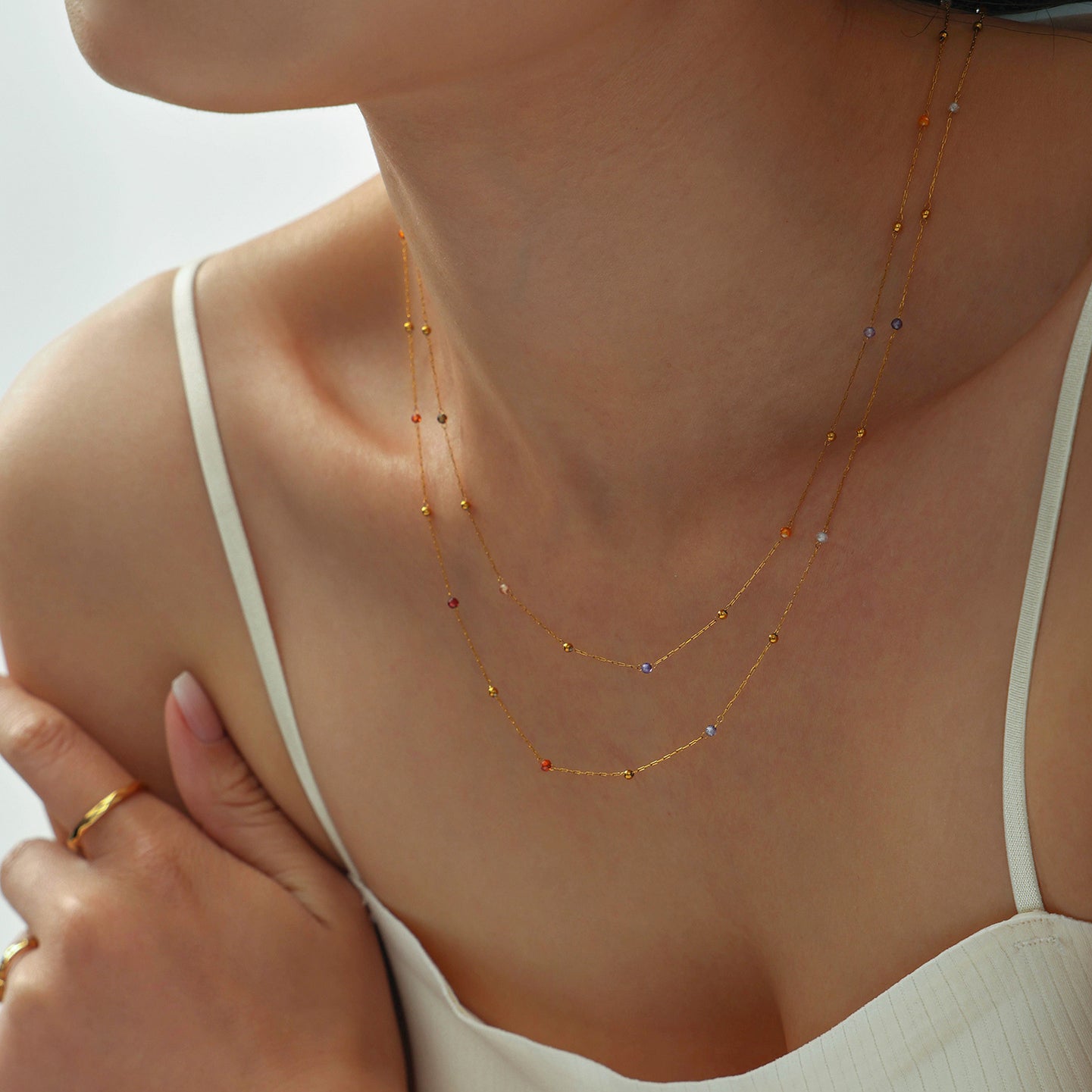 Prism Zircon Station Necklace