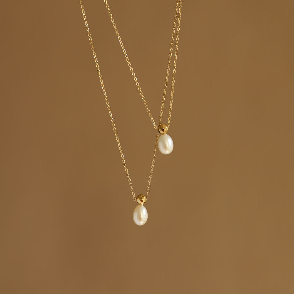 18k GP Freshwater Oval Pearl Necklace