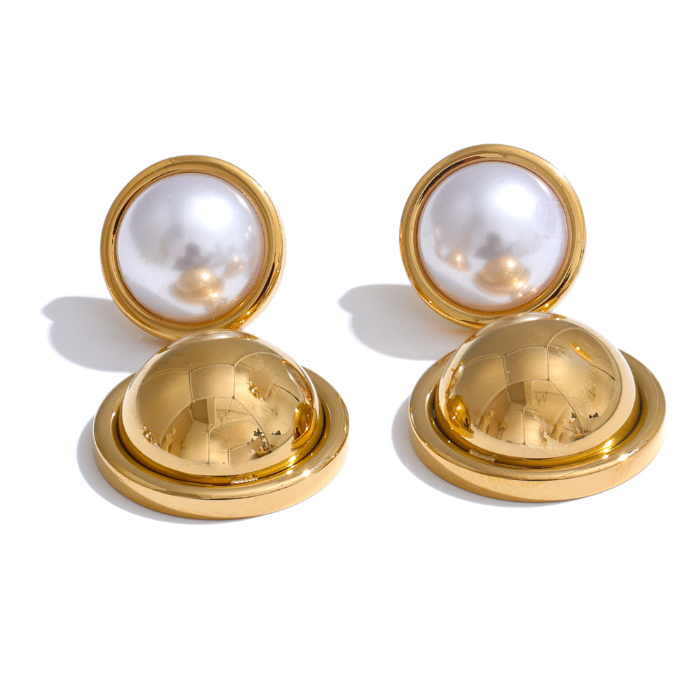 Gold Orb Pearl Drop Hangings