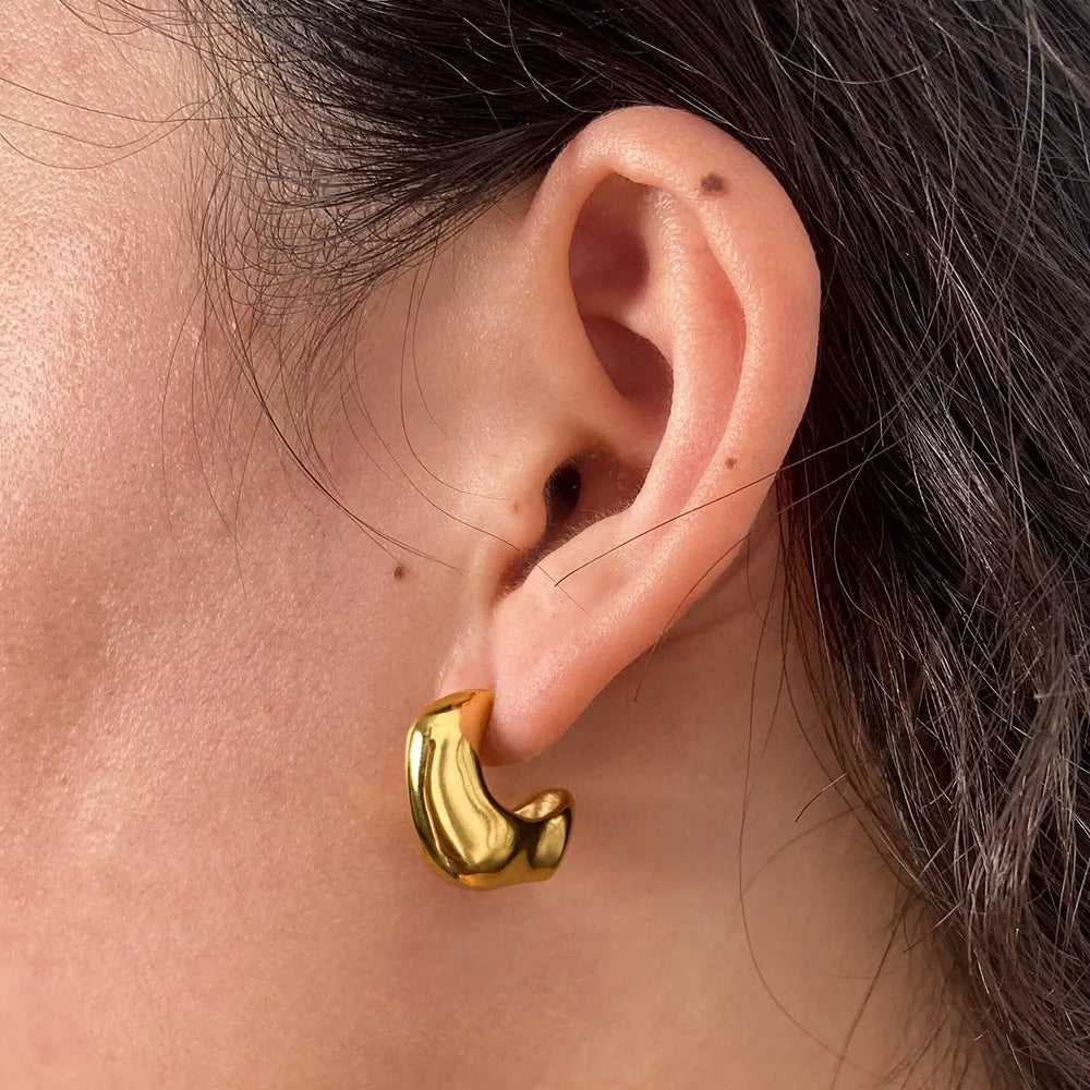 Irregular Stainless Steel Hollow Hoop Earring