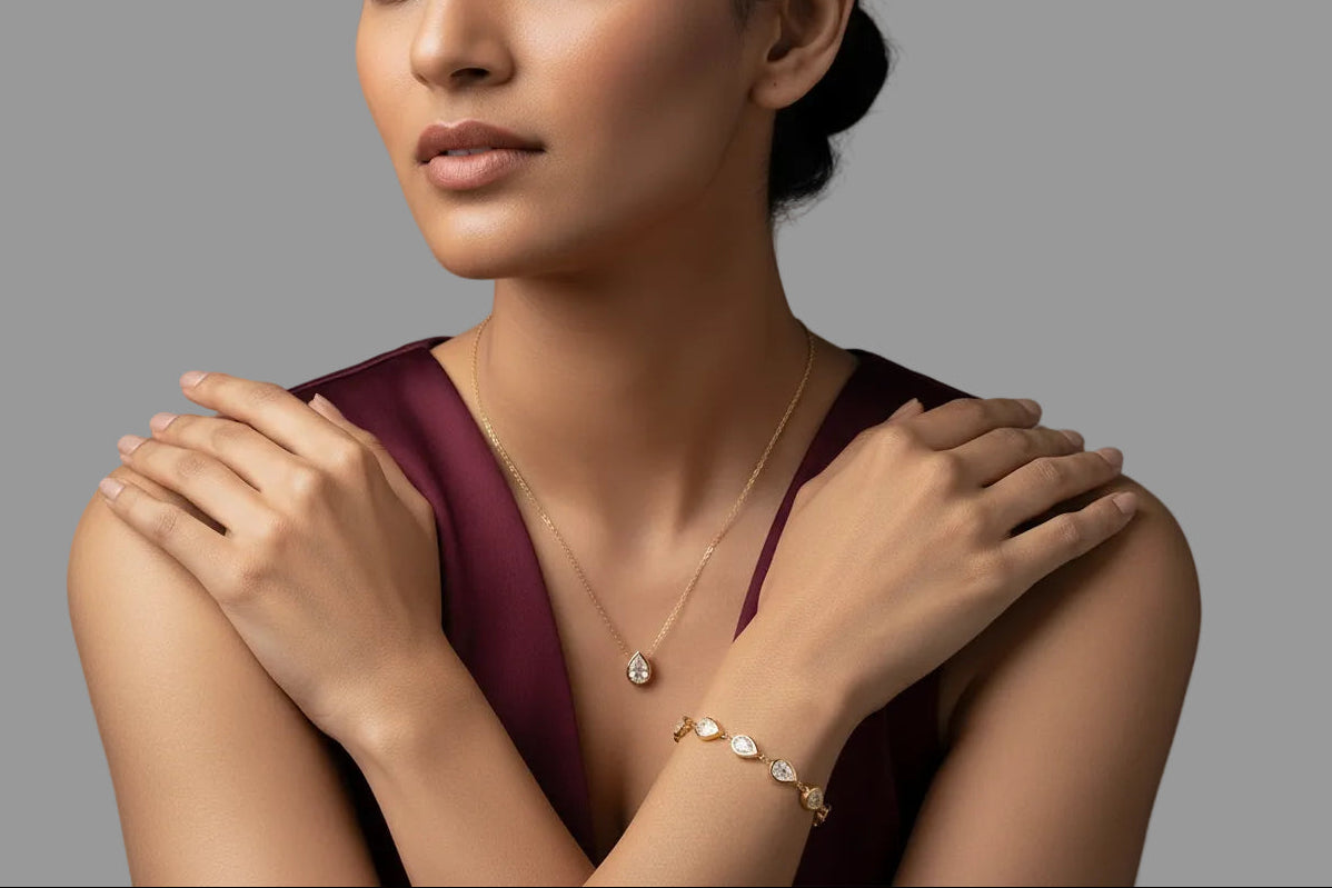 18K Gold Plated Water Drop Zircon Necklace
