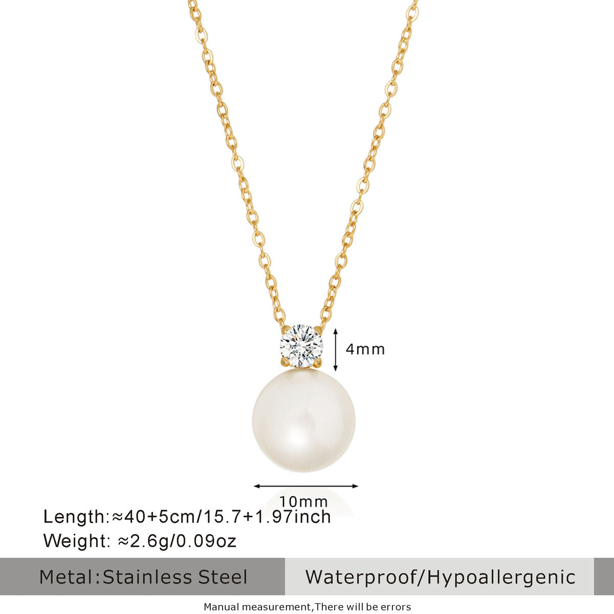 18K GP Pearl & CZ Pendant Necklace Earring Set