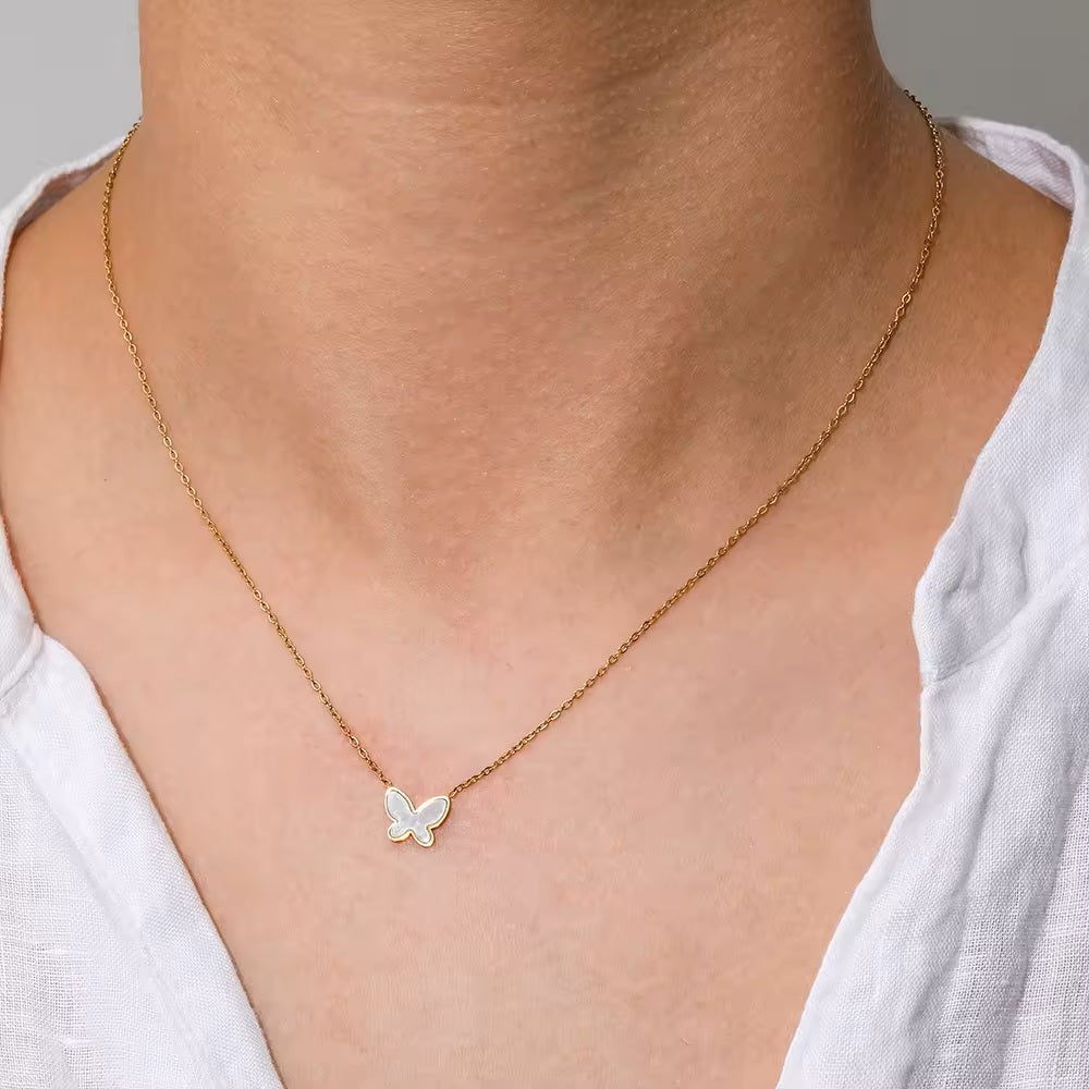 18k Gold Plated Jewelry Shell Butterfly Pendant Necklace