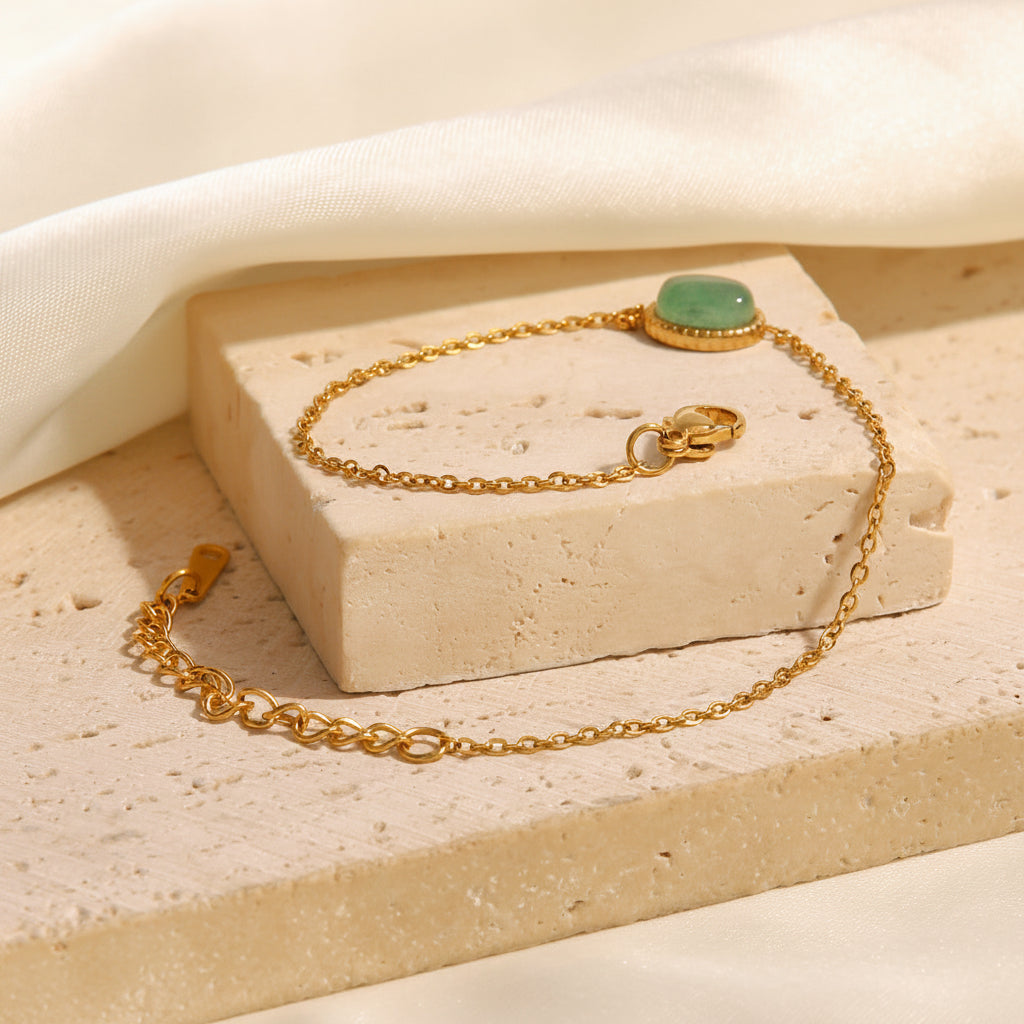 Oval Jade Bezel Bracelet