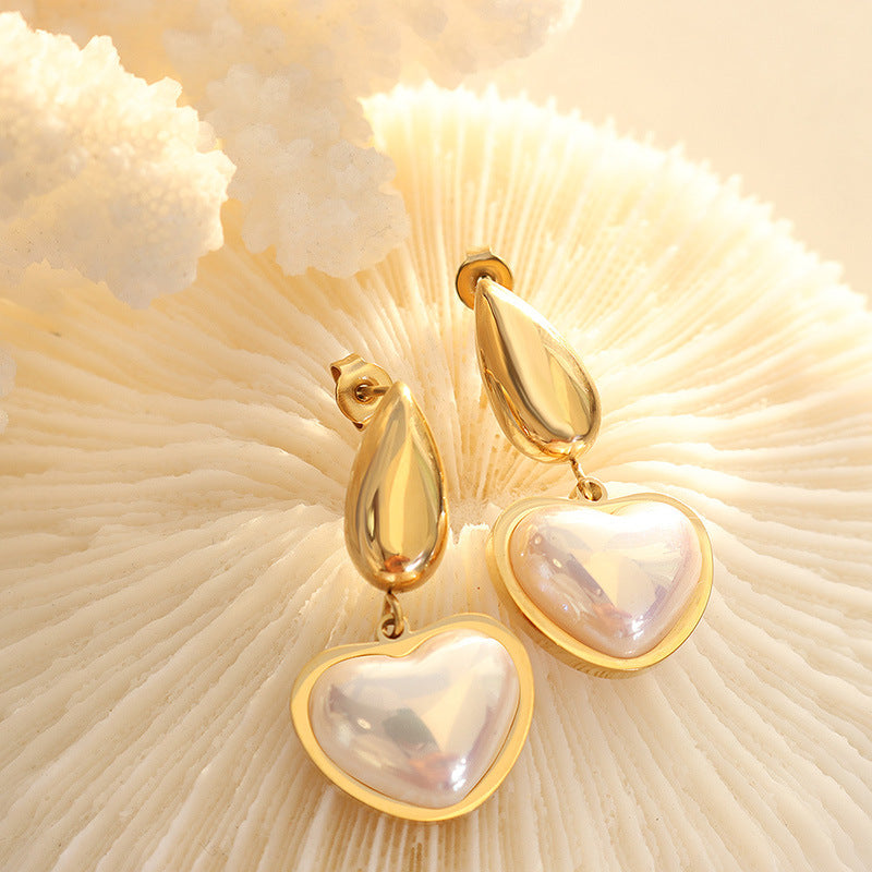 18k GP Heart Shaped Pearl Earrings