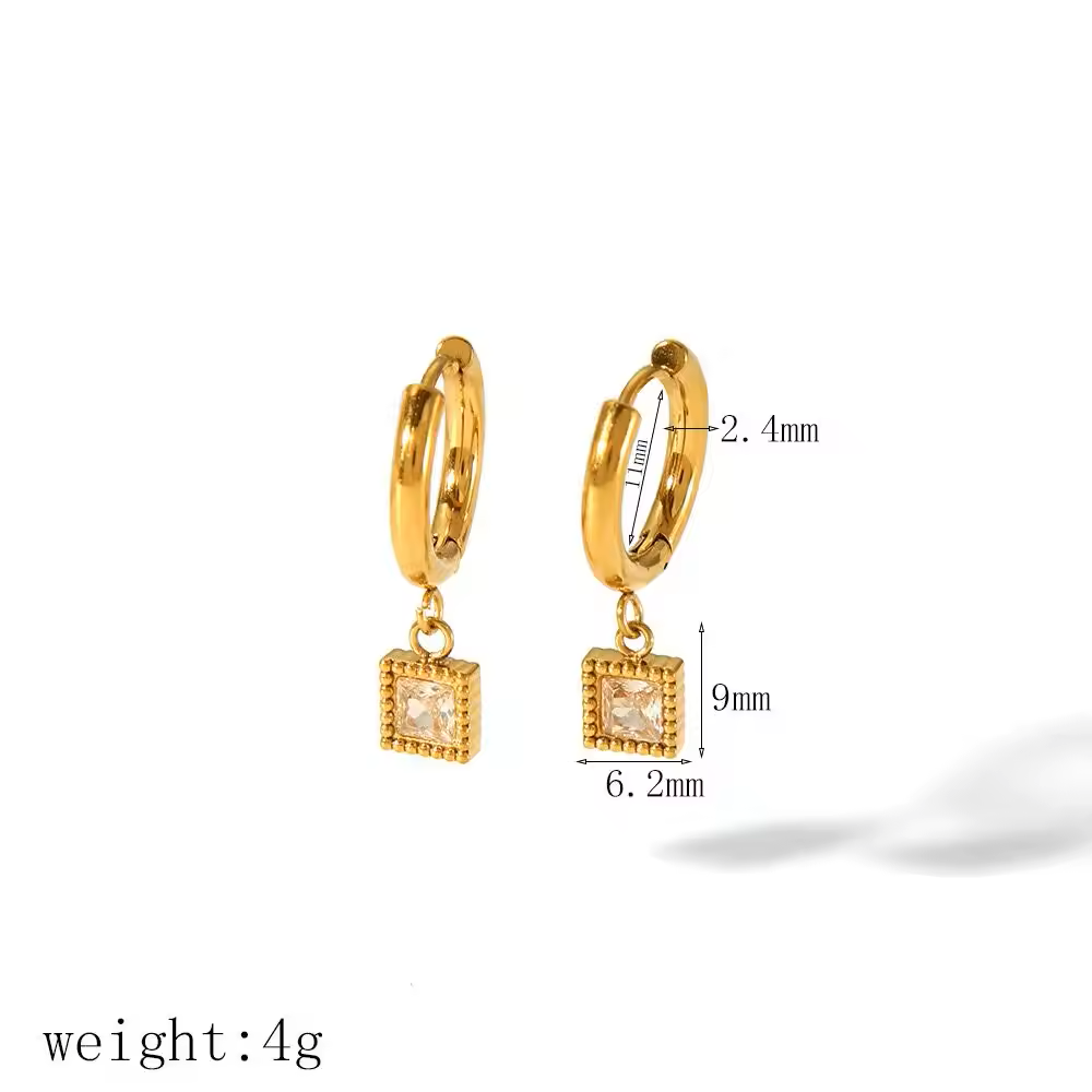 18k Gold Plated Square Earrings