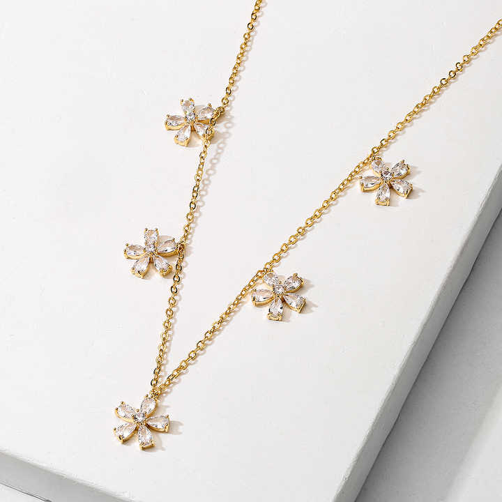 CZ Flower Clover Necklace