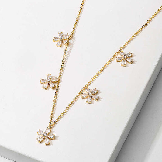 CZ Flower Clover Necklace