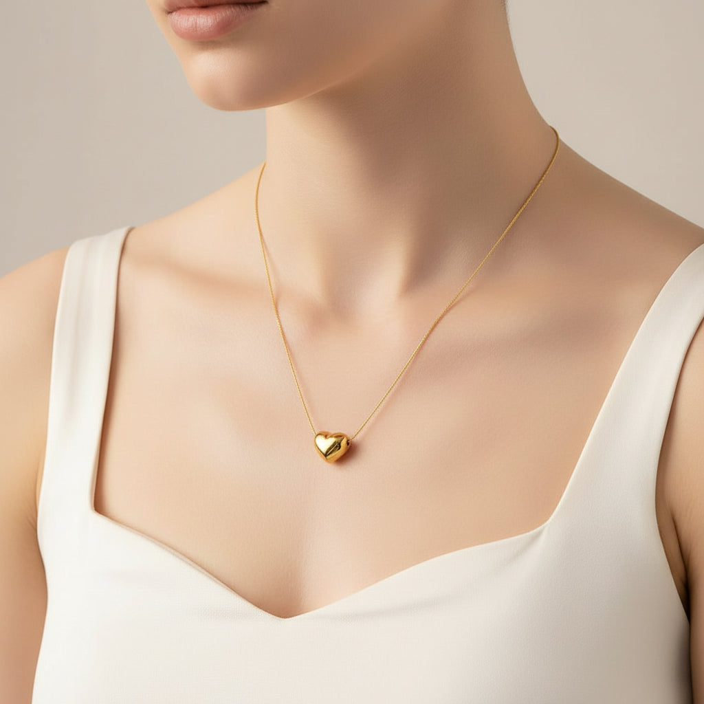18k Gold Plated Solid Heart Pendant