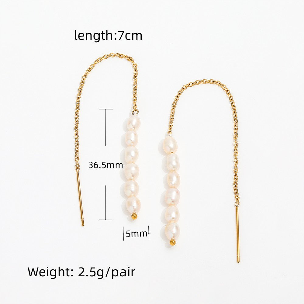 Pearl Threader Drop Earrings