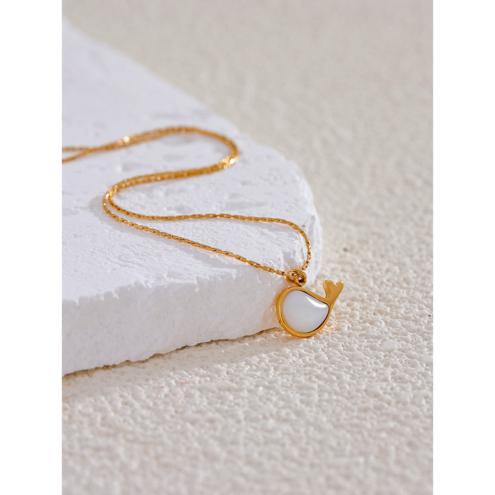 Pearl Whale Charm Necklace