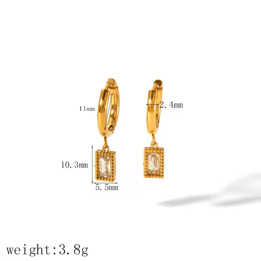 18K Gold Plated Rectangular Earrings