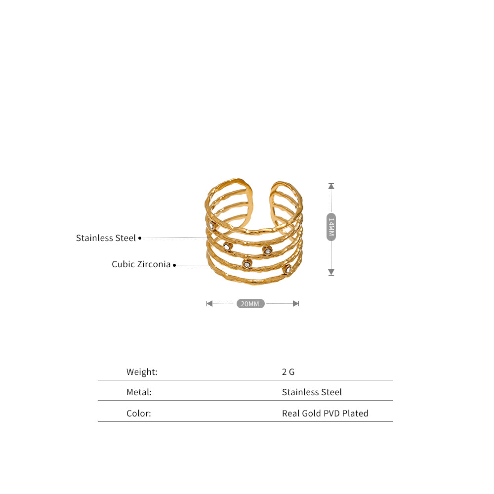 Multi-Row Crystal Cuff Ring
