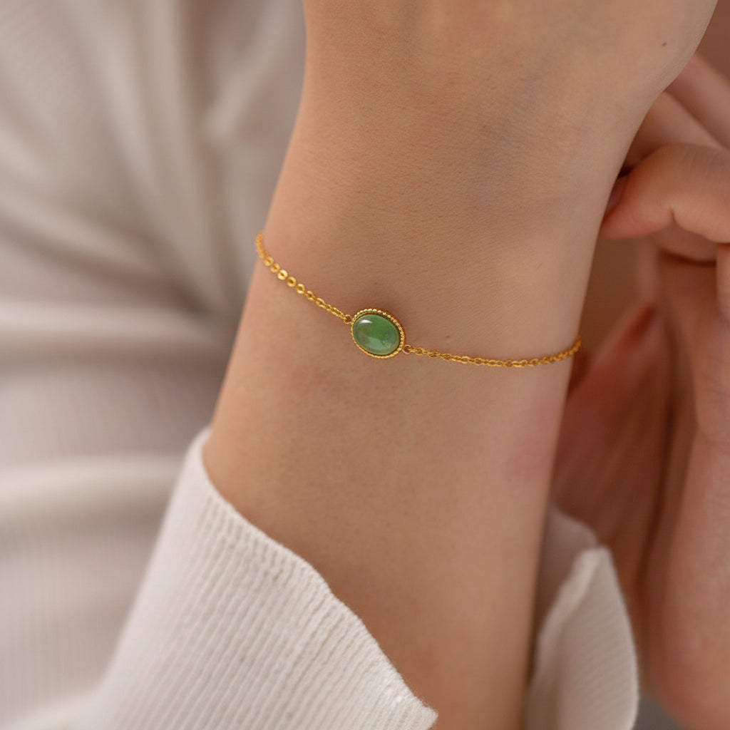 Oval Jade Bezel Bracelet